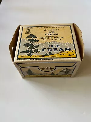 Kream-ee Ice Cream Paper Pint Box Vintage 1934 East Stroudsburg Poconos PA • $19.95