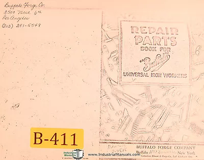 Buffalo Universal Ironworkers Repair Parts List Manual 1955 • $29