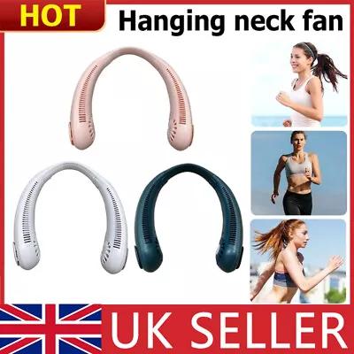  Neckband Fan Bladeless Lazy Neck Hanging Cooler USB Rechargeable Portable Fan • £6.58