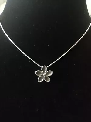 925 Sterling Silver Silpada Flower On Snake Chain Necklace Choker 15  6g • $9.99