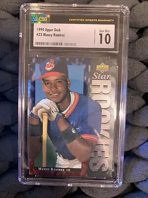 1994 Upper Deck Manny Ramirez #23 RC Rookie CSG Gem Mint 10 Graded Slab Cle • $74.99