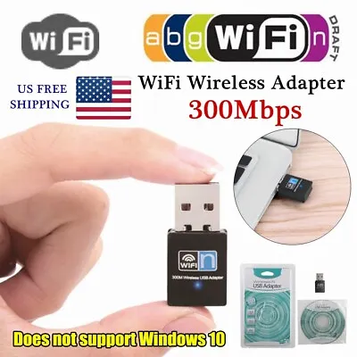 300Mbps Mini USB WiFi Adapter Wireless Network Card 802.11 Antenna LAN Ethernet • $7.27