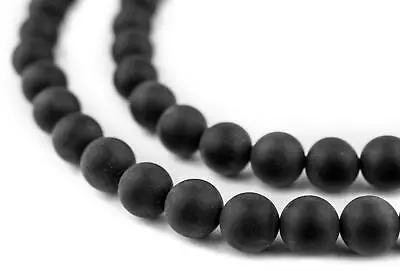 Matte Round Black Onyx Beads 8mm Gemstone 16 Inch Strand • $4.29