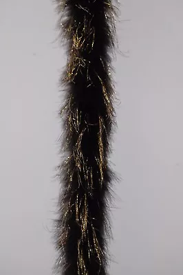 MARABOU FEATHER BOA  22 Grams - BLACK W/ Gold LUREX Costume/Hats • $17.69