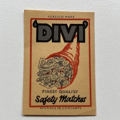 DIVI Safety Matches Vintage Matchbox Label Buff • £4.99