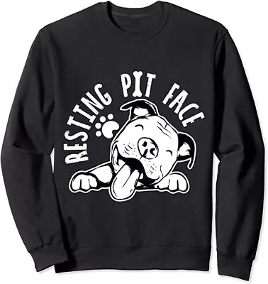 Resting Pit Face Funny Dog  Pitbull Meme Design Unisex Crewneck Sweatshirt • $26.99