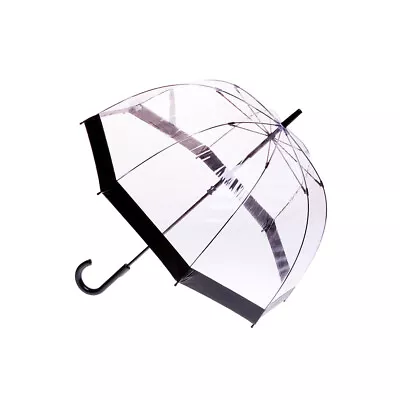 Clifton Womens Walking 87cm Clear Dome/Birdcage Windproof Umbrella Black Border • $37