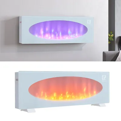 110cm Electric Wall Mounted LED Fireplace Wall Inset Into 7 Color Fire Freestand • £185.95