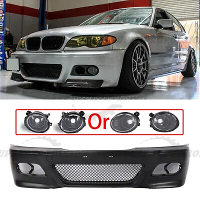 M3 Style Front Bumper +Fog Lights+Dual Hole Covers Fit BMW E46 4dr 2dr 3-Series • $275.88