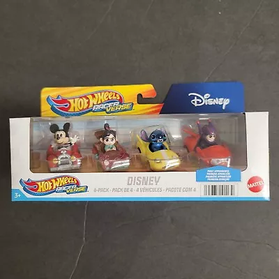 Hot Wheels Disney Racer Verse 4pk Mickey • Vanellope • Stitch • Hiro With Baymax • $21.99