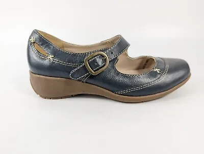 M & S Footglove Blue Leather Flat Shoes 3.5 • £18.99