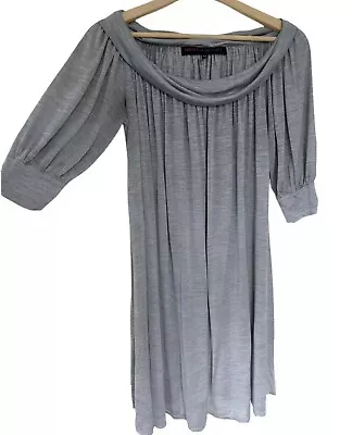 Martin Grant Designer Pure Silk Grey Dress Mini Flare Cowl Neck Medium UK 10/12 • $12.42