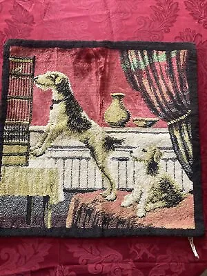 Italian Vintage Tapestry Of Two Dogs Looking At A Bird • $58.99