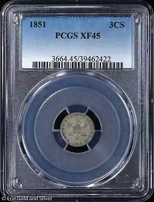 1851 3CS 3-Cent Silver PCGS XF 45 • $169.95