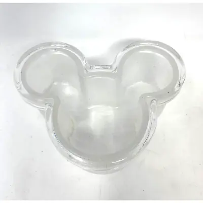 Vintage Mickey Mouse Crystal Satin Frosted Glass Trinket Jewelry Box 5.5 ~Disney • $21.99