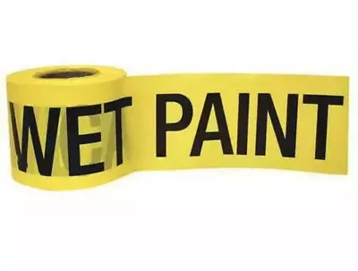 2 Rolls C .H . Hanson # 16101 300' X 3  Yellow Vinyl WET PAINT Tape / Ribbon • $14.99