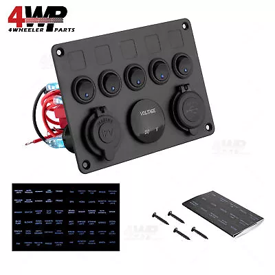 $23.99 • Buy Car/Marine/Boat 5-Gang Waterproof Circuit Blue LED Rocker Switch Panel Breaker