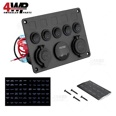 Car/Marine/Boat 5-Gang Waterproof Circuit Blue LED Rocker Switch Panel Breaker • $21.99