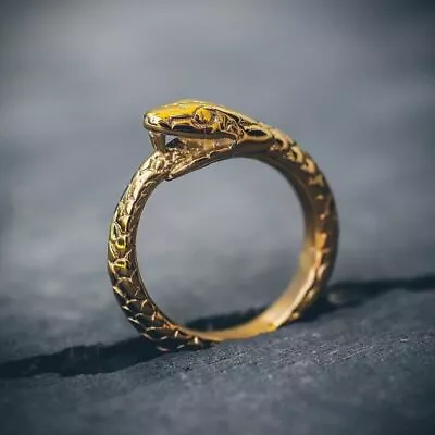 18K Yellow Gold Plated Unisex Ouroboros Snake Band Ring For Men's & Women's • $104.64