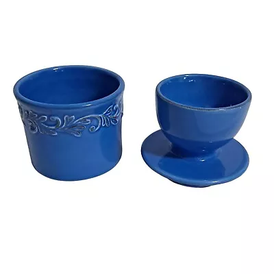 Butter Bell Crock Tremain Blue Butter Keeper Farmhouse French Country Kitchen • $26.99