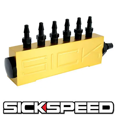 Vacuum Intake 6 Port Fuel Manifold Gas Wastegate Boost Performance Gold P4 • $28.88