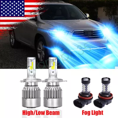 For Toyota Highlander 2008-2010 8000K LED Headlights Hi Low Beam Fog Light Bulbs • $31.44