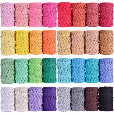 NEW 5mm 100m Natural Cotton Twisted Cord Craft Macrame Artisan Rope Craft String • $19.36