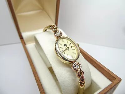 Clogau Gold 9ct Yellow & Rose Gold Diamond Wrist Watch Ladies Gold Bangle 17gram • £998