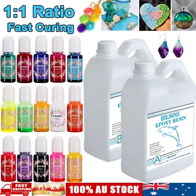 1:1 Epoxy Resin 15 Color Pigment Dye Casting Liquid Ultra Clear Craft DIY Kit • $36.99