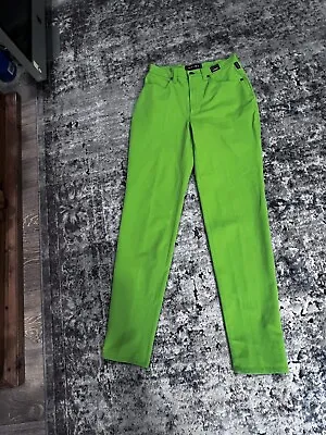 Vintage 90s Versace Jeans Couture Neon Apple 🍏 High Waisted Jeans Womens Sz 28 • $58