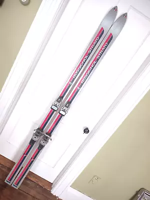 Vintage Rossignol Strato Race Skis 190 Cm W Tyrolia 360 Bindings Silver Red Blue • $99