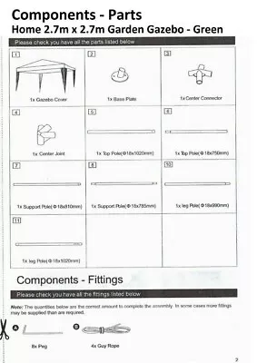 £2.99 • Buy Replacement/Spare Parts For 2.7m X 2.7m Garden Gazebo 1912.