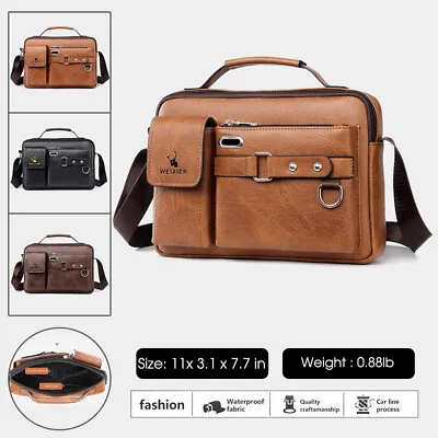 Men Leather Business Briefcase Handbag Laptop Messenger Shoulder Crossbody Bag • $17.49