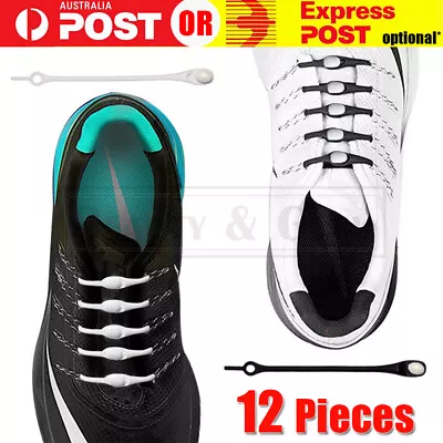 12 Pcs No Tie Silicone Shoelaces Elastic Loop N Lock Sneaker Runner Shoe Laces • $3.99