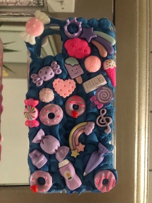 $15 • Buy Kawaii Cute Handmade Unique Decoden Blue Phone Case With Charms Iphone 11
