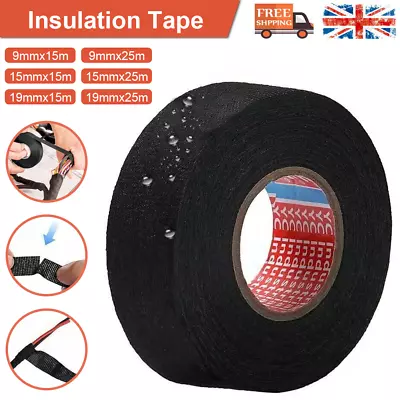 9~19mm Electrical Tape Car Wiring Loom Tape Adhesive Fabric Harness Insulation • £5.35