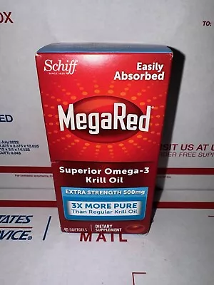 MegaRed Omega-3 Krill Oil 500mg Extra Strength- 40 SoftGels Exp 07/24 • $8.49