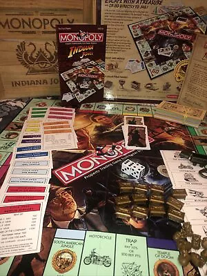 2008 Hasbro Monopoly Indiana Jones Edition Board Game Complete Wood Box Crate • $25.99