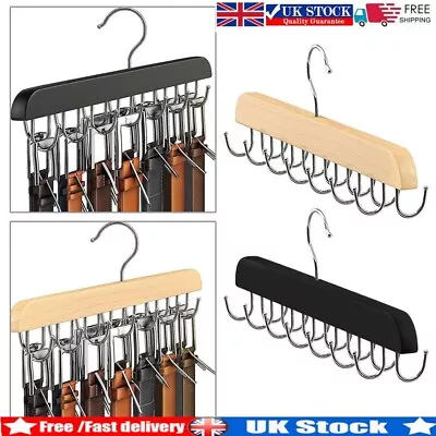 Wooden Belt Rack 14 Hooks Belt Organizer Sturdy Belt Hanger Storage Home Hang • £8.65