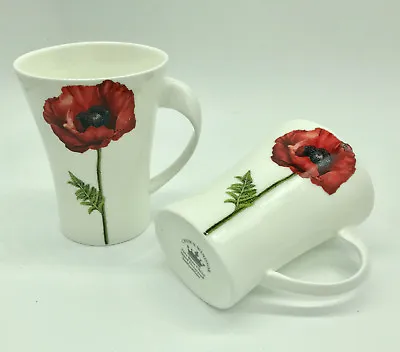 £18.95 • Buy Delightful Pair Of Twist Handle China Mugs Poppy Design