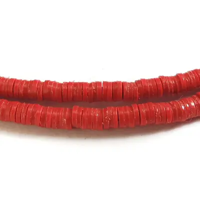 Vulcanite  Vinyl  Heishi Trade Beads Red Small 34 Inch • $10