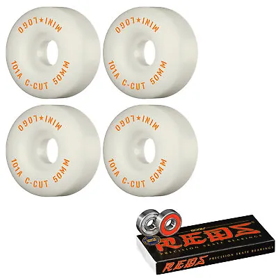 Mini Logo Skateboard Wheels 50mm C-Cut 101A White With Bones Reds • $39.95