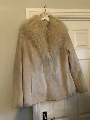 £34.90 • Buy Real Leather Pennylane Afghan Coat Jacket Fur Large Mongolian Simone Y2K Vintage