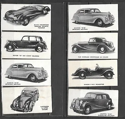 11 X Kelloggs 1949 MOTOR CARS No's 4 18 24 28 30 33 35 36 36 B & W. • £3.30