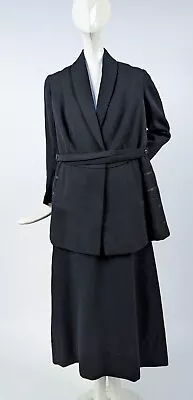 Edwardian Teens Navy Blue Walking Suit W Great Print Silk Lining • $385