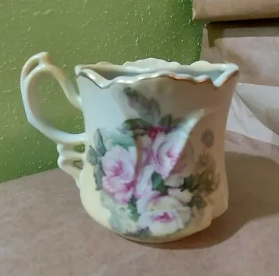 BRANDENBURG Porcelain MUSTACHE TEA MUG CUP Pink Flowers Floral Anchor Mark Blue • $11.16