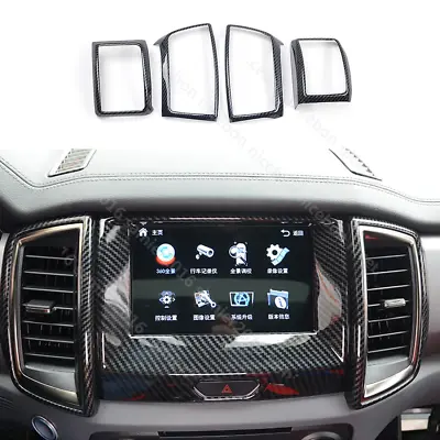 Carbon Fiber Color Air Conditioning Dashboard Vent Cover For Ford Ranger Everest • $28.98