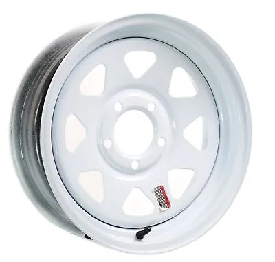 Trailer Rim Wheel 15 In. 15X6 5 Lug Hole Bolt Steel Highway Wheel White Spoke • $69.97