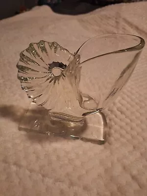 Vintage New Martinsville Clear Elegant Glass Nautilus Seashell Vase Bookend • $30