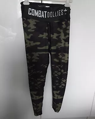 Combat Dollies Khaki Camouflage High Waist Leggings Size M 28  Inside Leg • £15.99